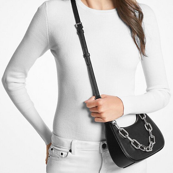 Michael Kors Cora Medium Pebbled Leather Shoulder Bag - Picture 1 of 11